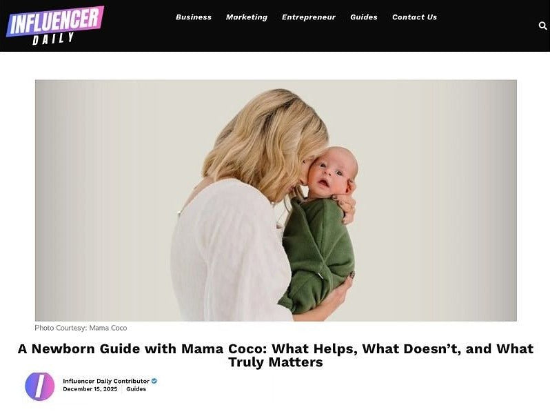 Mama Coco® Featured in Influencer Daily: A Newborn Guide That Tells It Like It Is