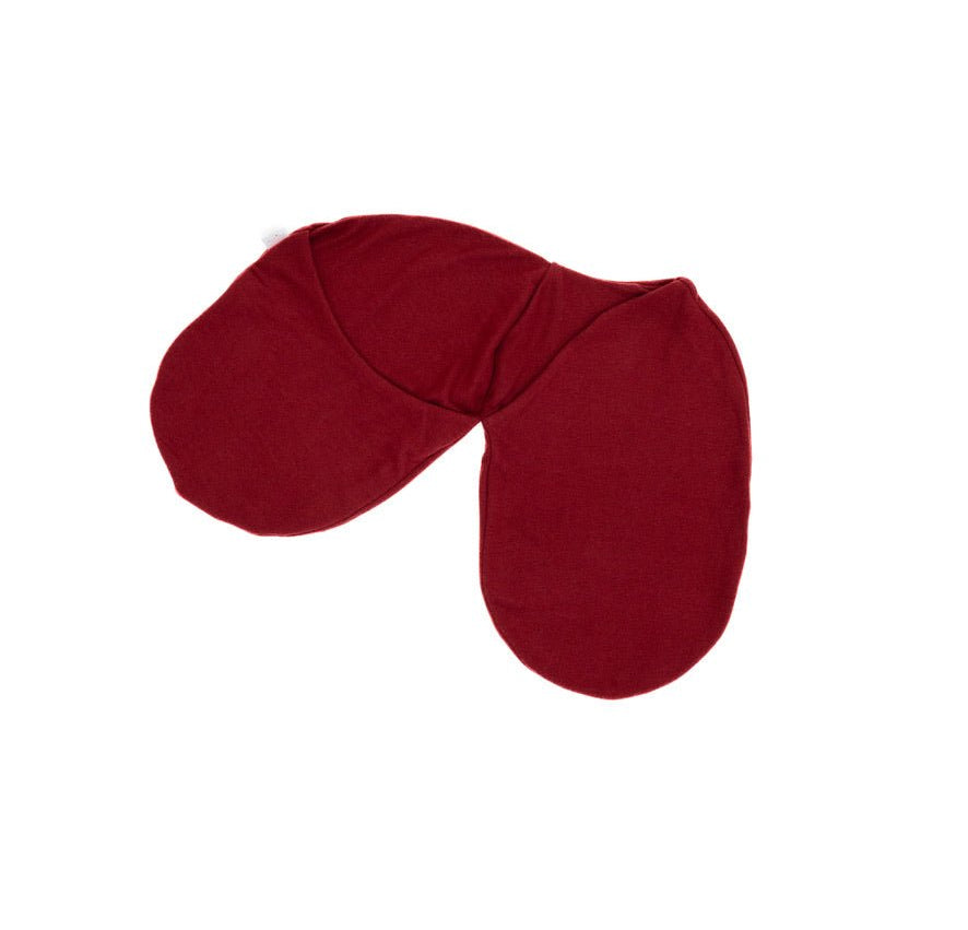 Reversible Baby Cocoon swaddle baby blanket in plush dark cherry in plush dream fabric styles.
