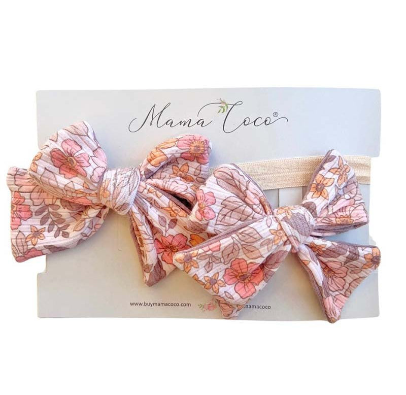 HEADBAND & BOW SET - Mama Coco in brushed viscose fabric styles.