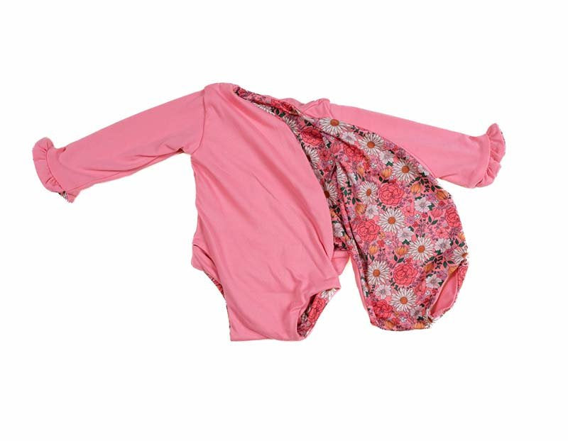 RUFFLE CUFF LONG SLEEVE WINGED BODYSUIT - Mama Coco