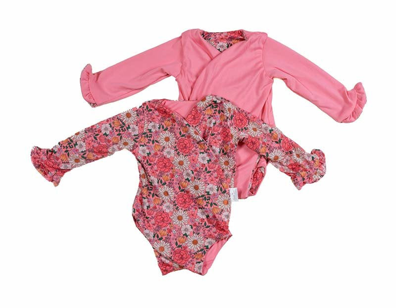 RUFFLE CUFF LONG SLEEVE WINGED BODYSUIT - Mama Coco