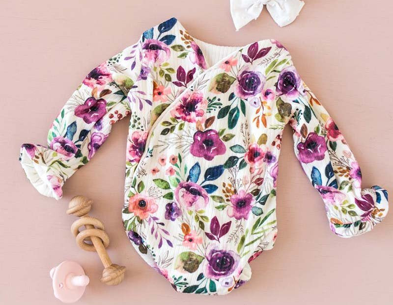 RUFFLE CUFF LONG SLEEVE WINGED BODYSUIT - Mama Coco