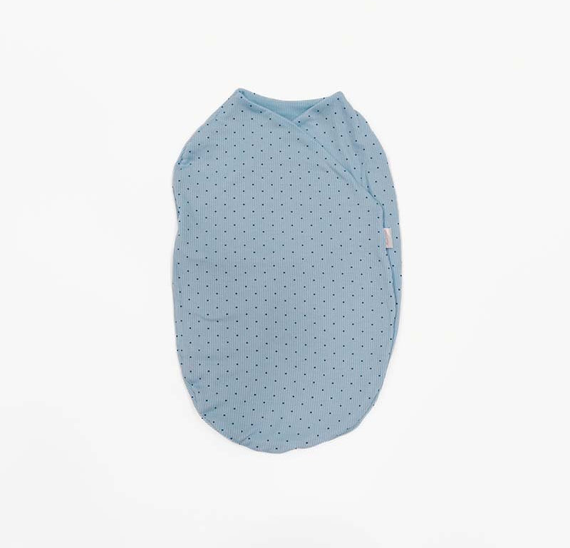 Dotted Blues newborn swaddle blanket crafted from silky modal fabric.