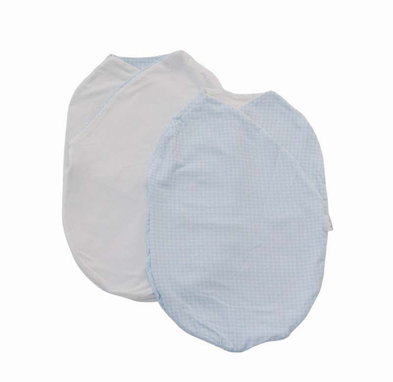 Reversible Baby Blue Gingham Cocoon swaddle blanket in Silky Modal fabric styles for newborn comfort.