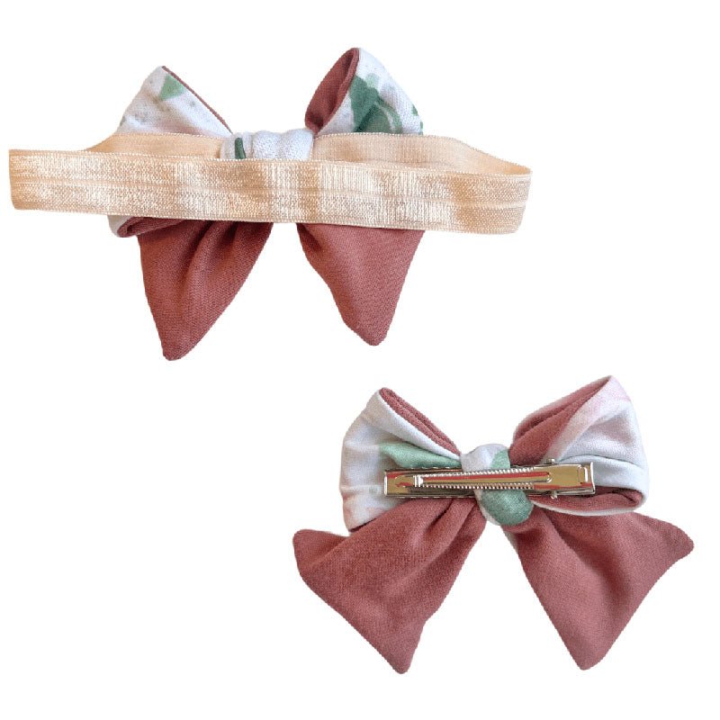 Ivory Wildflowers baby headband with bow crafted in cozy Classic Brushed fabric styles.
