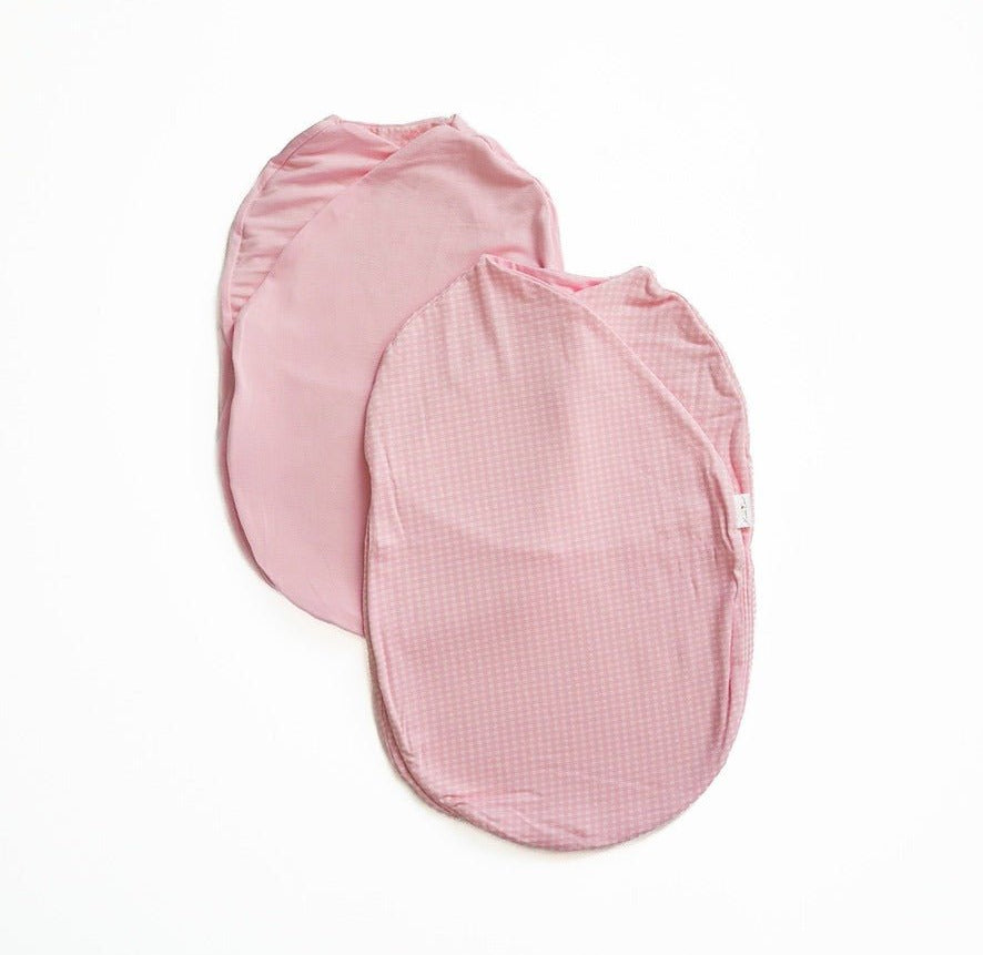 Baby cocoon swaddle featuring our baby pink gingham design, made from silky modal fabric.