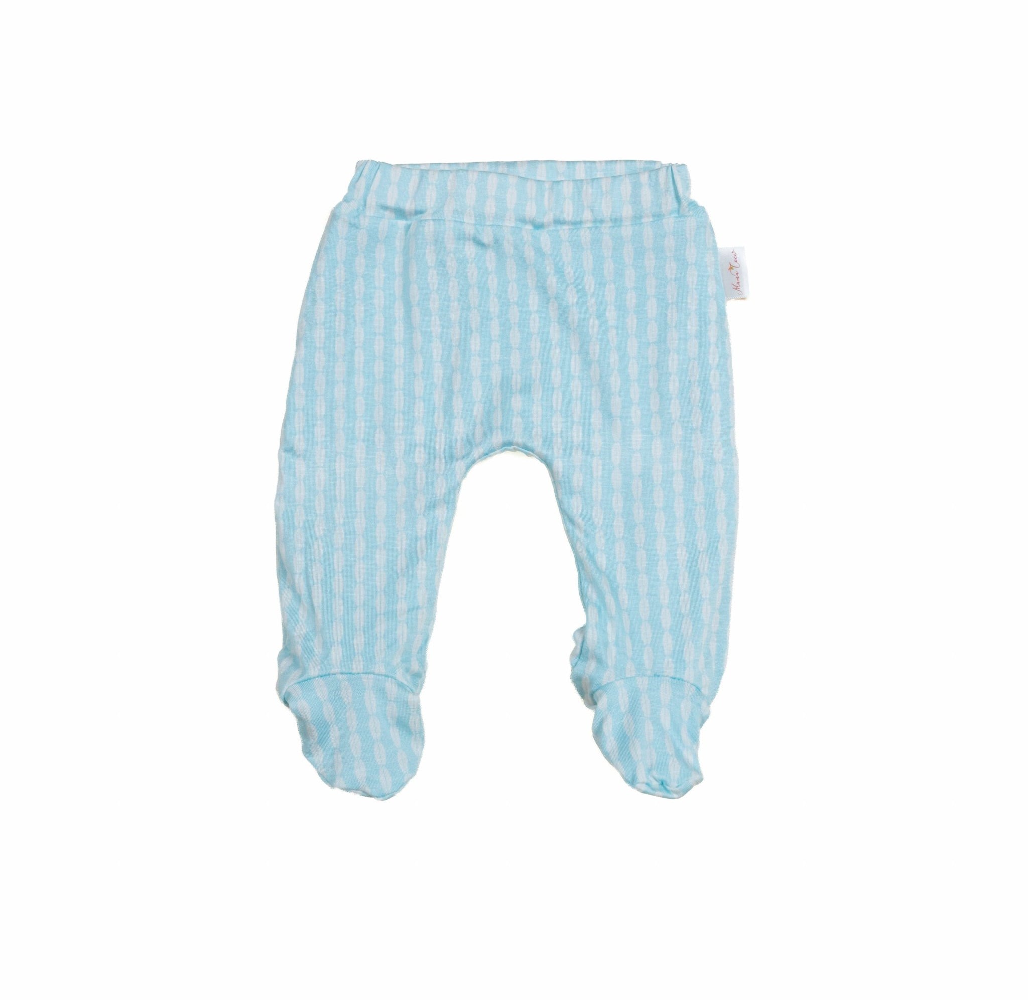Lil surfer baby footie pants from our long-sleeve onesie outfit bundle.