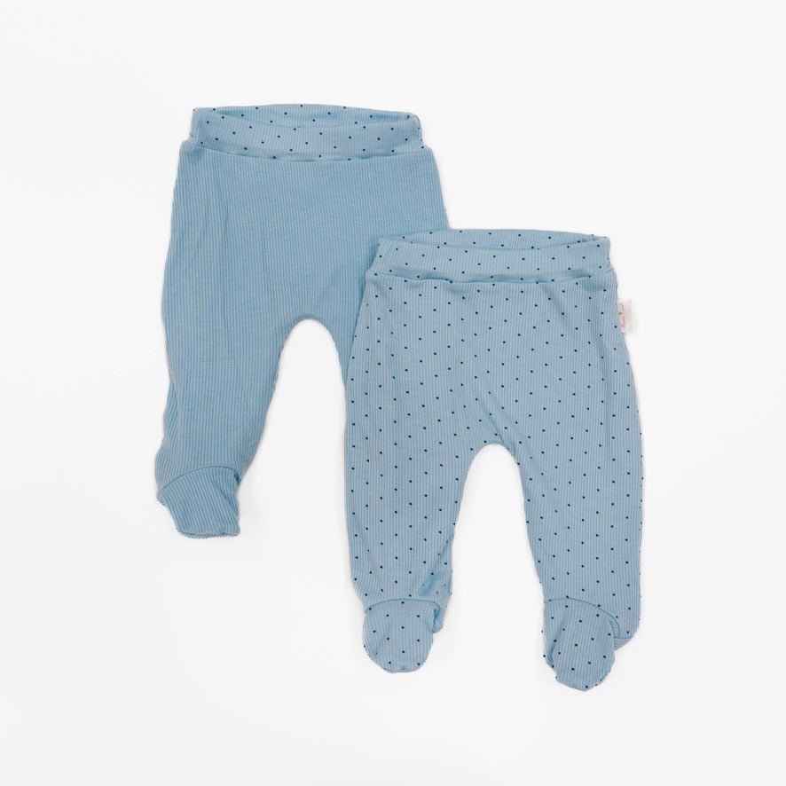 Dotted blues design footie pants from long sleeve onesie bundle.