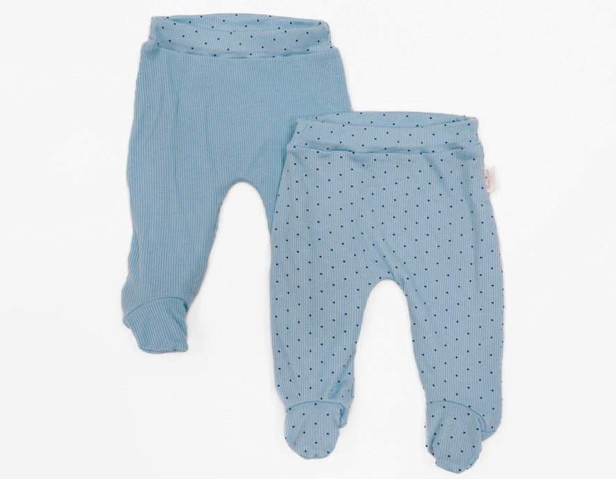 Dotted blues design footie pants from long sleeve onesie bundle.