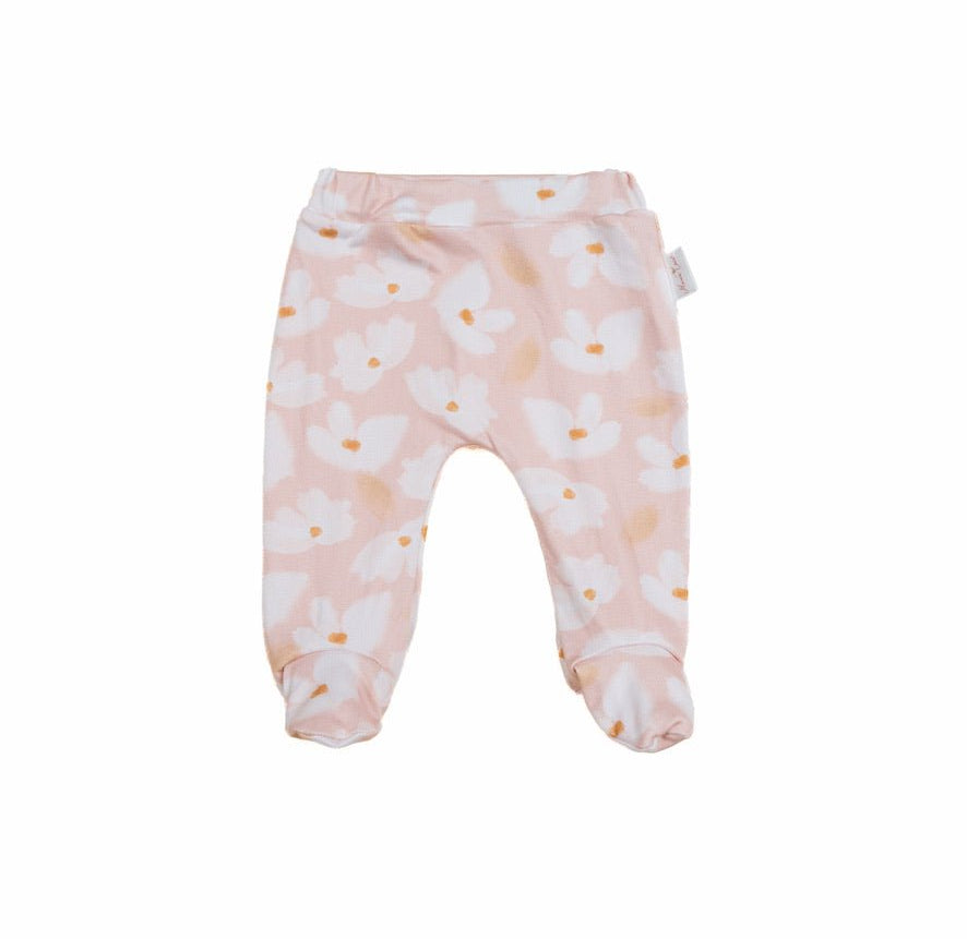 Reversible footie pants in sweet lily design.