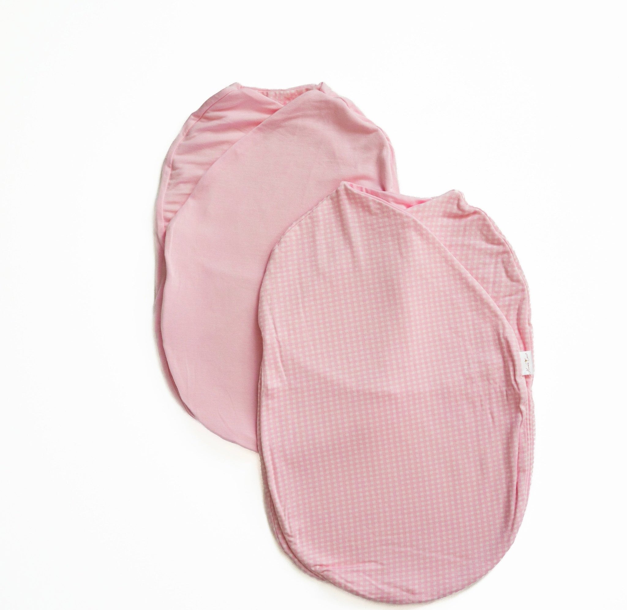 Reversible Baby Pink Gingham Cocoon swaddle baby blanket in Silky Modal fabric styles. Soft and cozy newborn wrap blanket.
