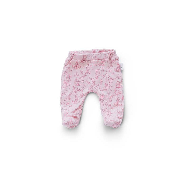 Cozy baby footie pants crafted from bamboo cotton in the Whimsical Garden design.