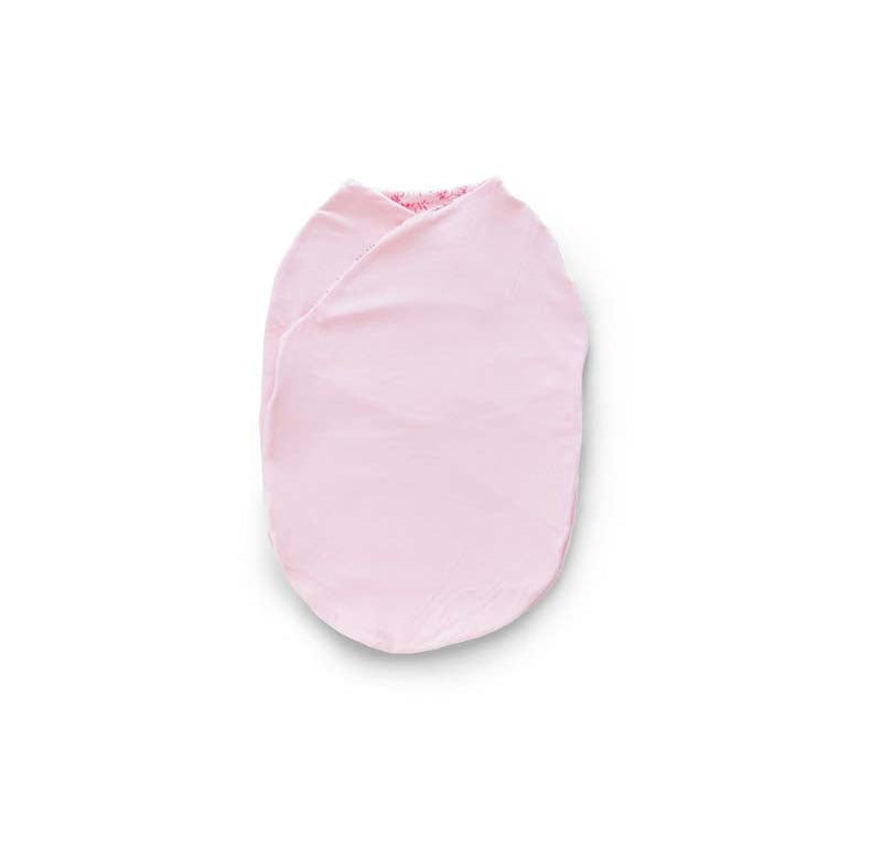 Reversible baby swaddle cocoon blanket crafted from bamboo and organic cotton fabric, decorated with Whimsical Garden.