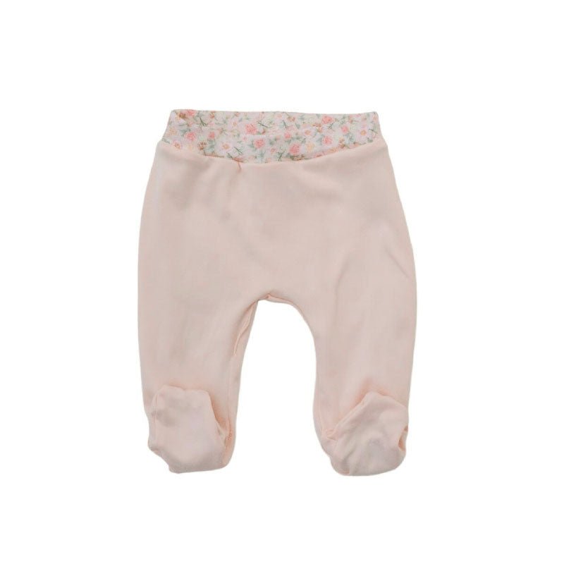 Reversible Sweet Lily baby footie pants made with breathable bamboo cotton fabric.