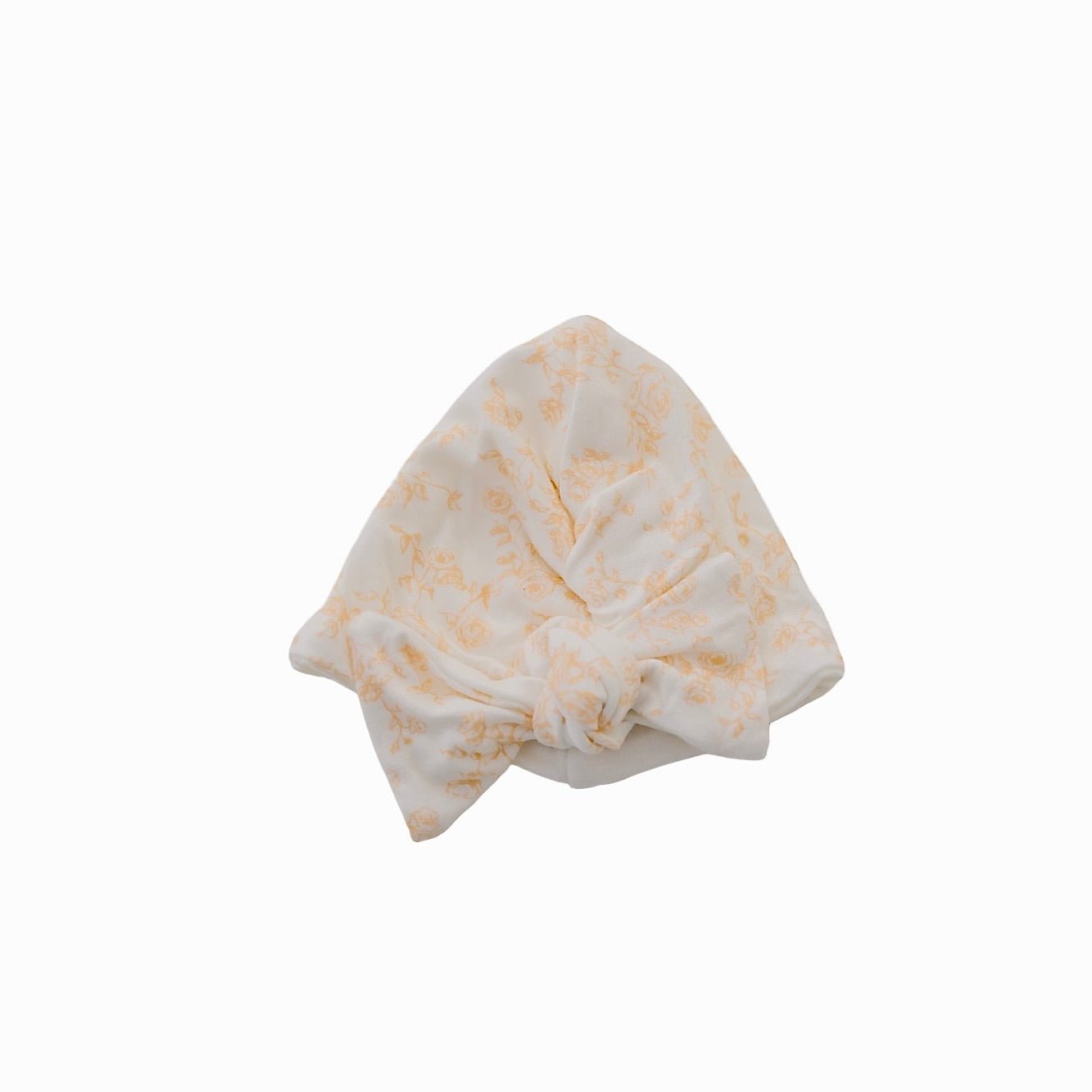 Bitty Blooms ruched beanie for babies, featuring a stylish bow detail.