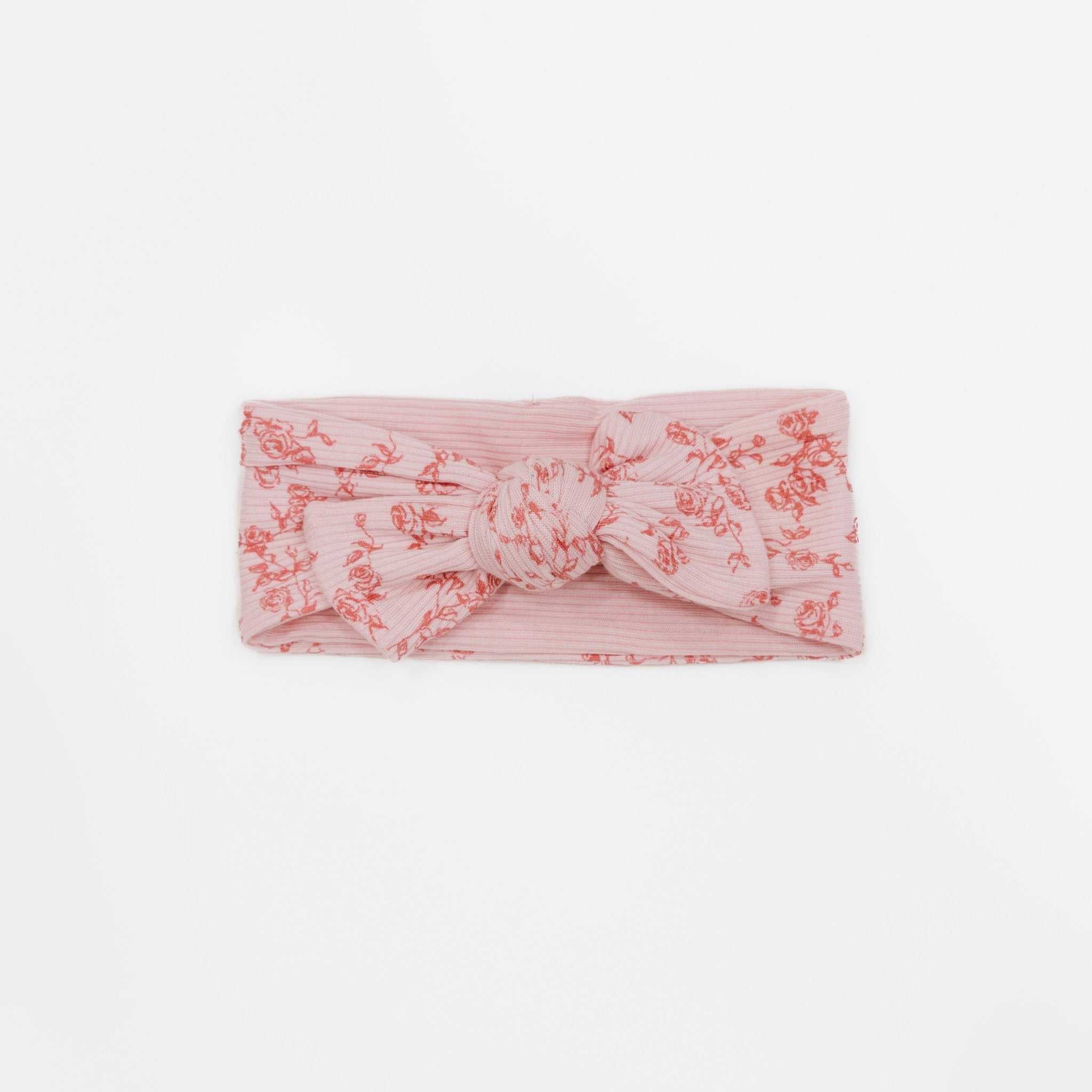 Cozy Bitty Pink Blooms headwrap accented with a beautiful bow.