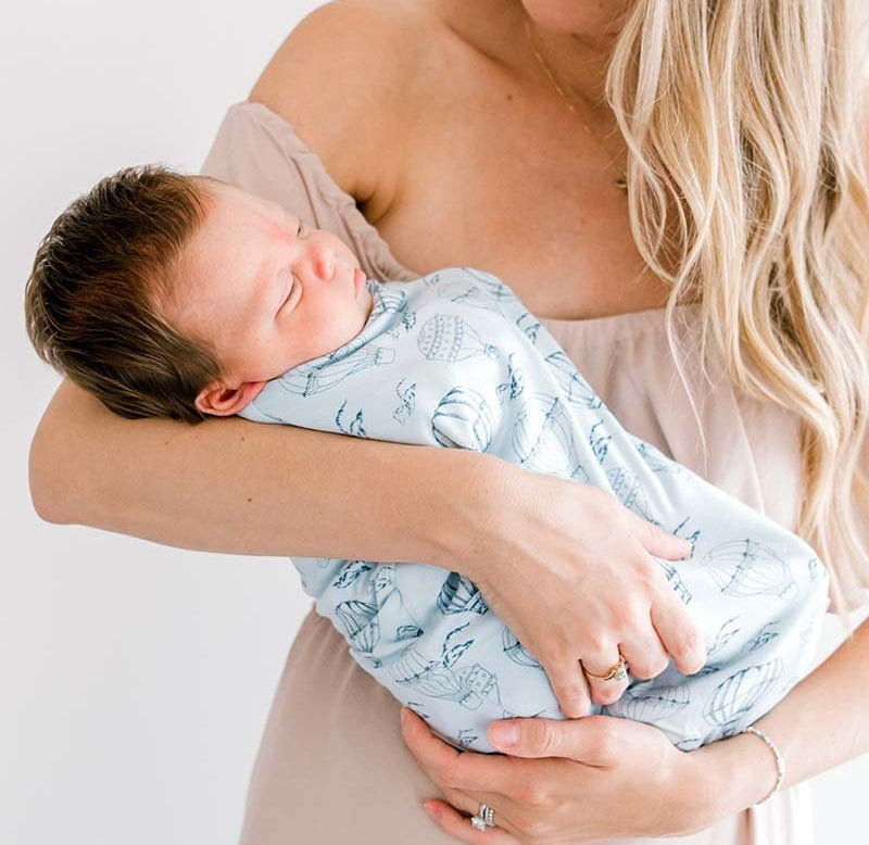 Bon Voyage design baby cocoon swaddle.