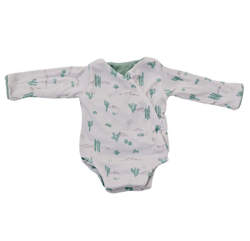 Desert Sunsets design long-sleeve winged bodysuit in classic brushed fabric.