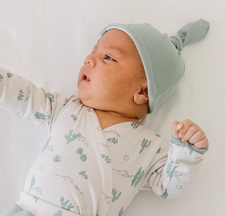 Comfortable Desert Sunsets reversible baby beanie crafted from soft classic brushed fabric.