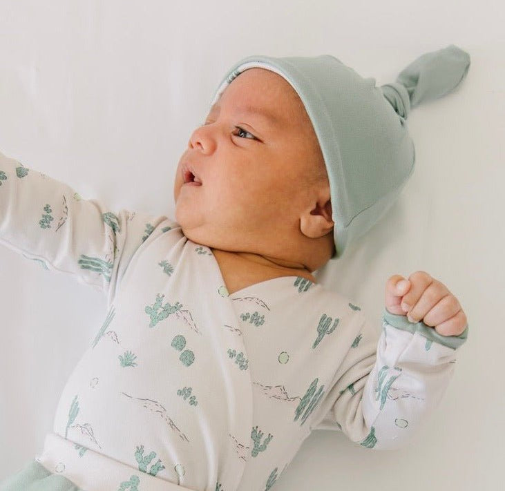 Comfortable Desert Sunsets reversible baby beanie crafted from soft classic brushed fabric.