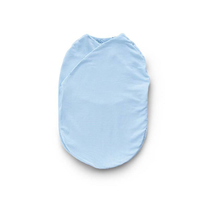 Reversible baby swaddle cocoon blanket crafted from bamboo and organic cotton fabric, decorated with Bon Voyage design.