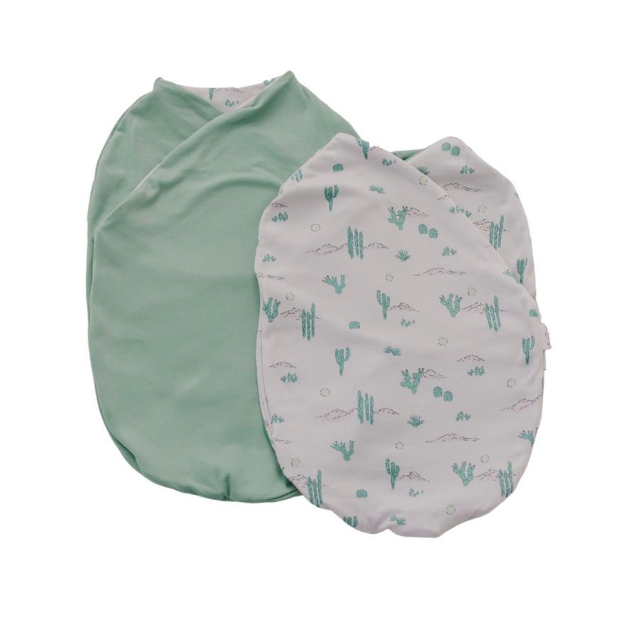 Desert sunsets design cocoon baby swaddle in classic brushed fabric.