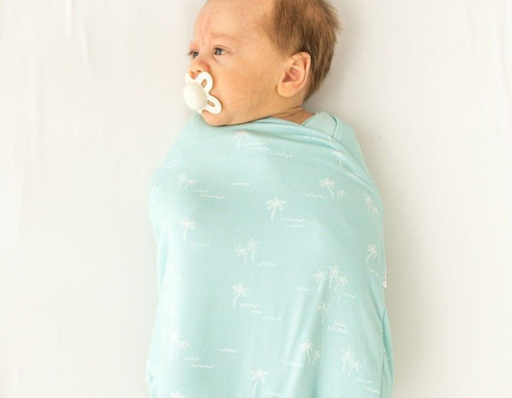 Classic-brushed short sleeve newborn essentials bundle in honeydew palms design.
