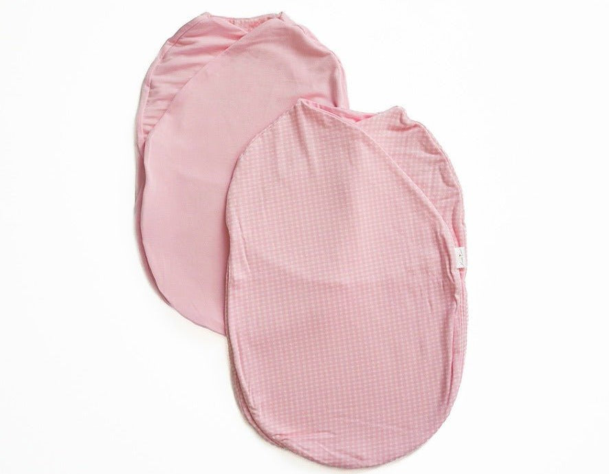 Baby pink gingham design cocoon swaddle.