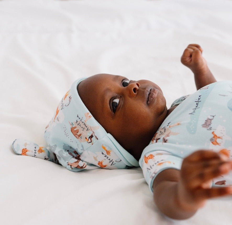 World Traveler reversible baby beanie made with classic brushed fabric for soft everyday wear.