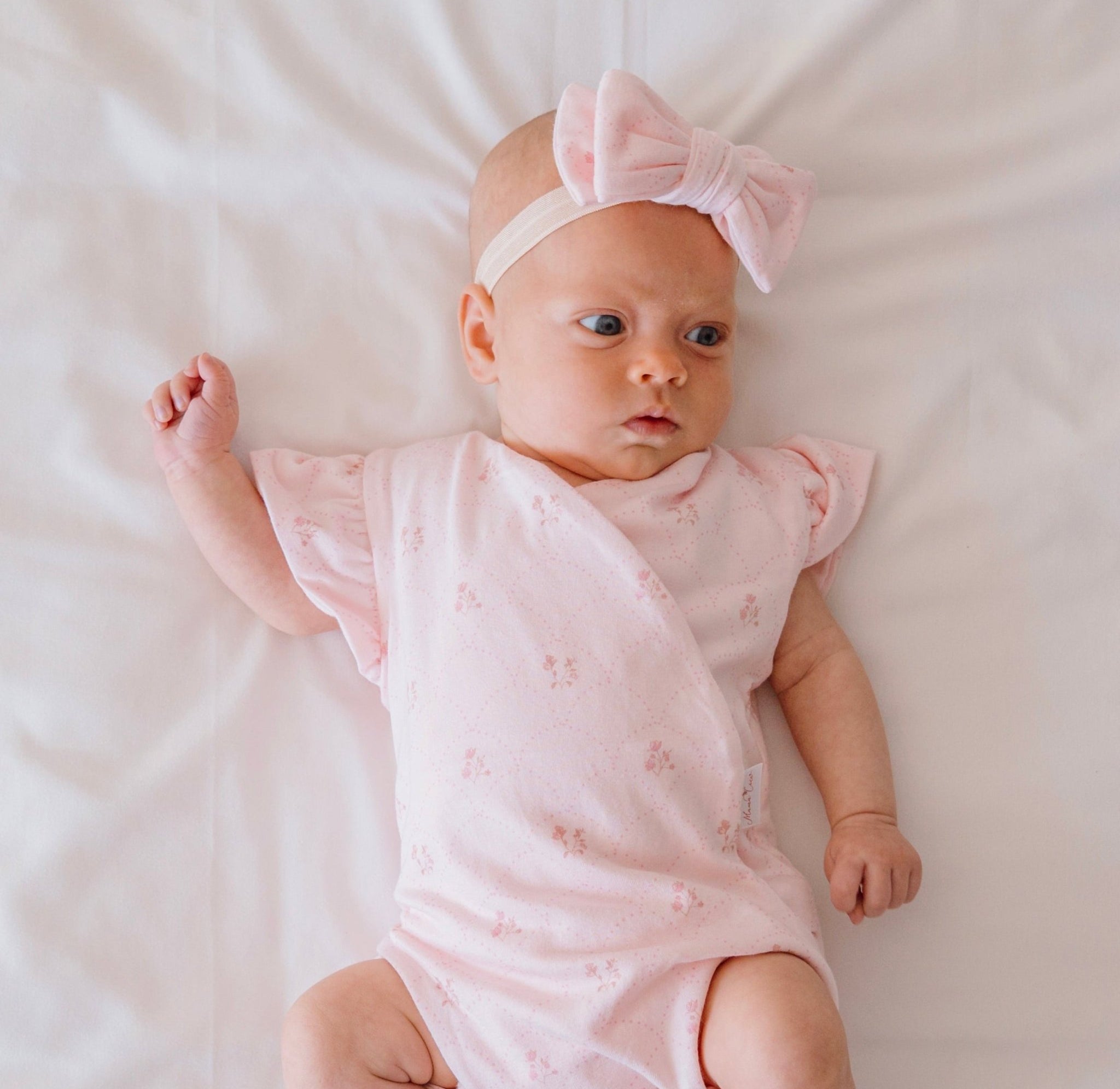 Dainty dots flutter sleeve onesie outfit bundle made from bamboo cotton.