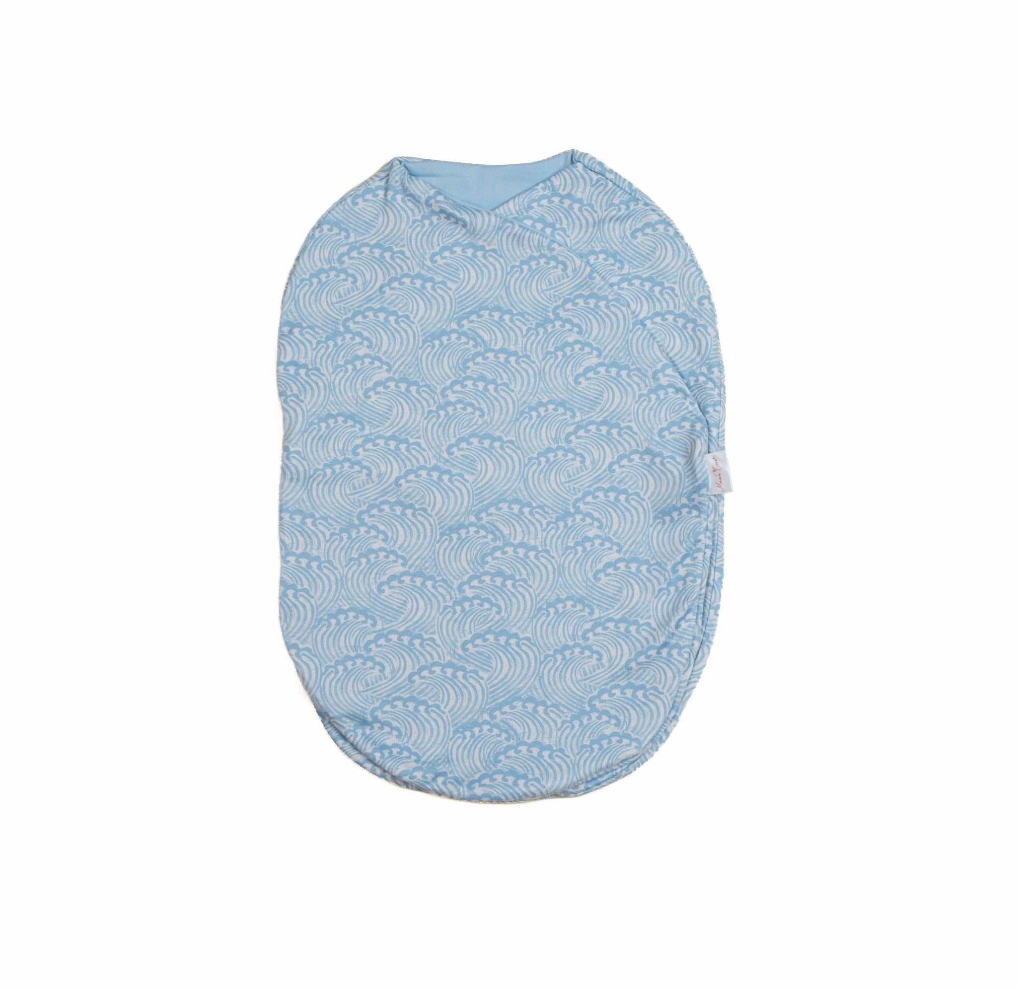 Baby cocoon swaddle blanket made with smooth Silky Modal in Blue Swells.