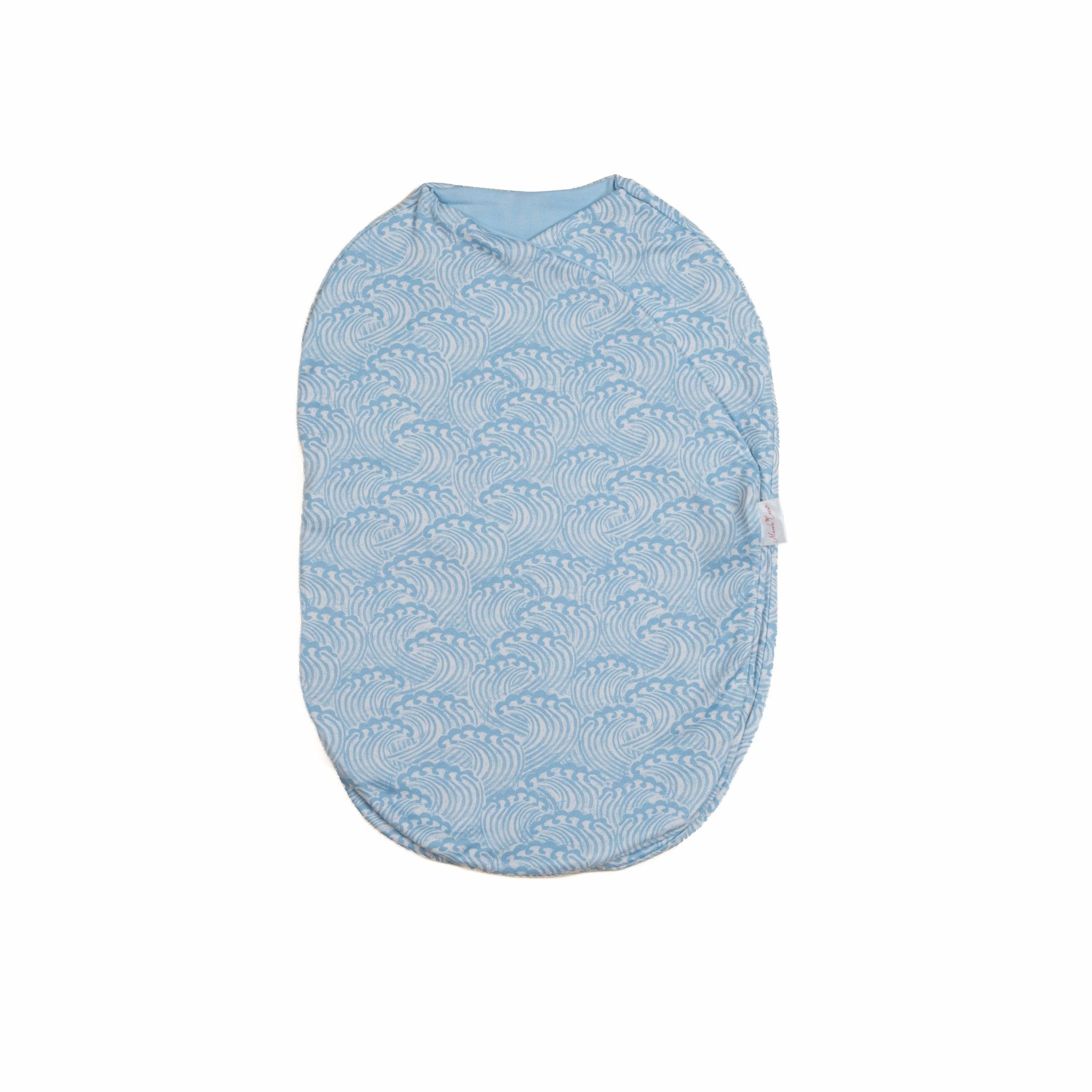 Baby cocoon swaddle blanket made with smooth Silky Modal in Blue Swells.