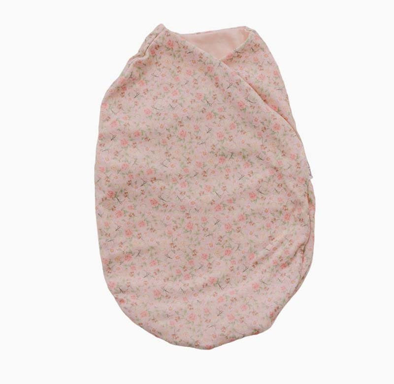 Baby cocoon swaddle blanket made with smooth Silky Modal in Dusty Roses print.