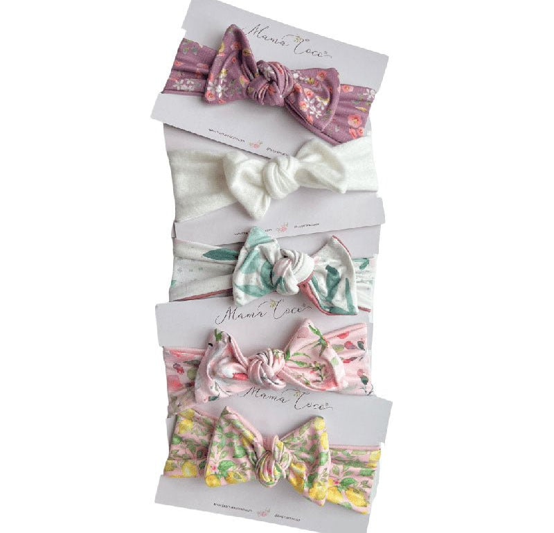 Sweet headwraps with bows made from ultra-soft classic brushed fabric.