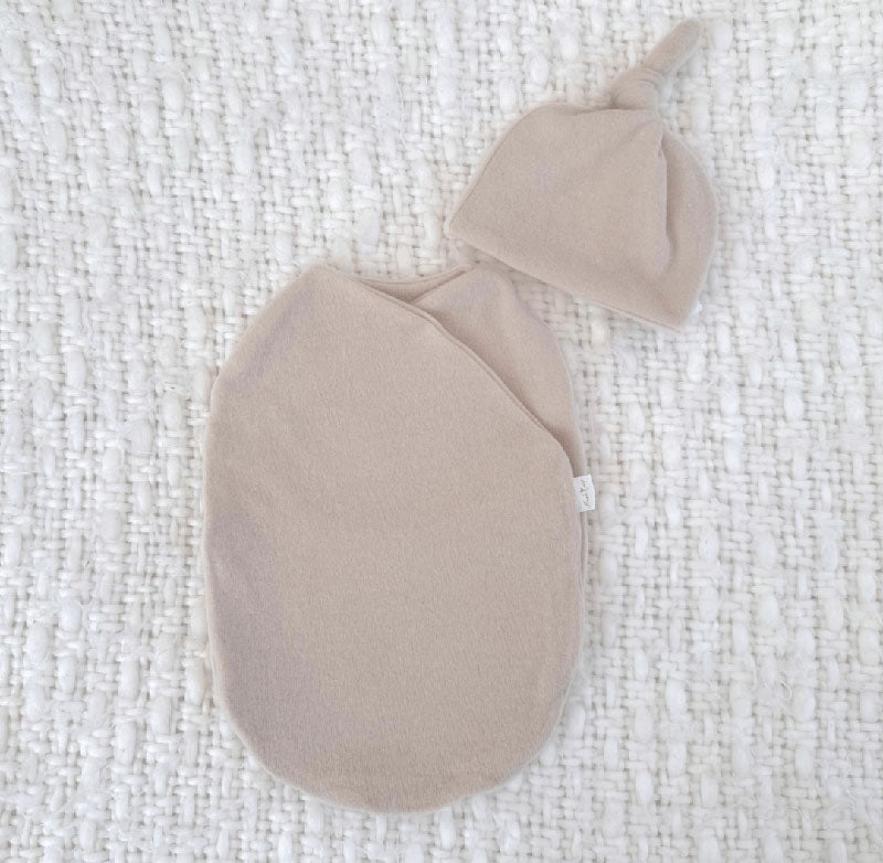 Premium Plush Latte knotty beanie designed for babies.