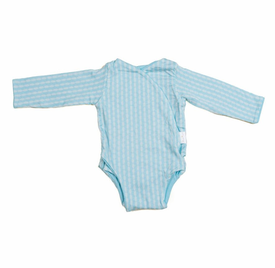 Lil Surfer design long-sleeved winged bodysuit in silky modal fabric.