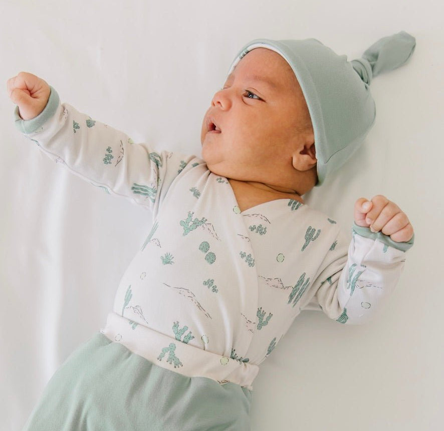 Reversible onesie outfit bundle in desert sunsets design.