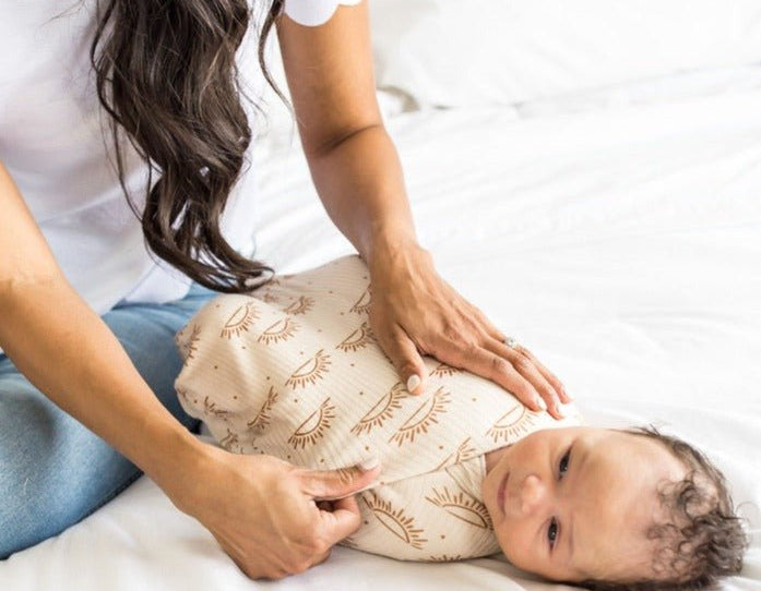 Classic brushed long sleeve newborn essentials bundle in sandy sunsets design.