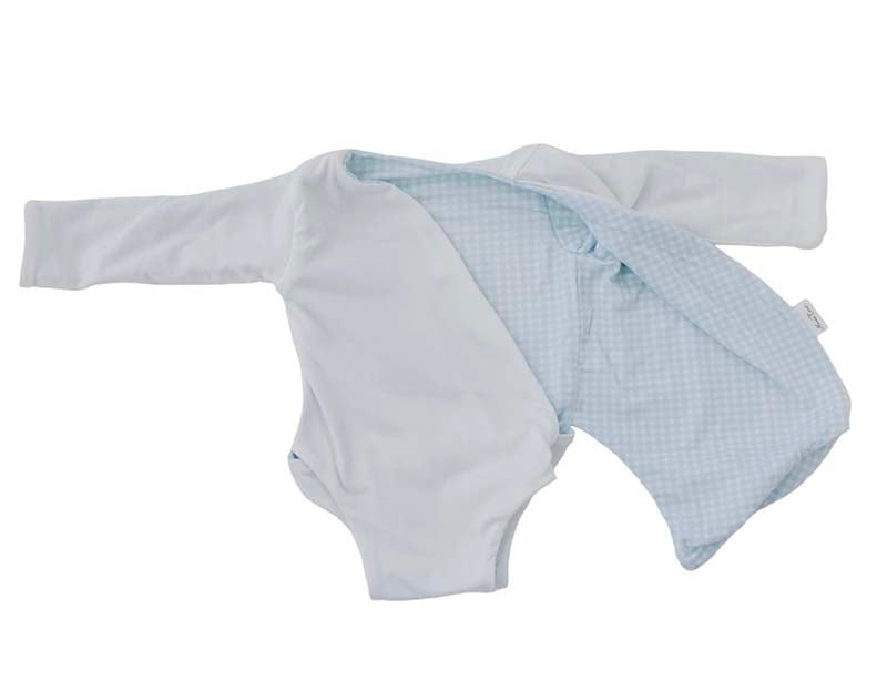 Long sleeved winged bodysuit for babies in silky modal fabric.