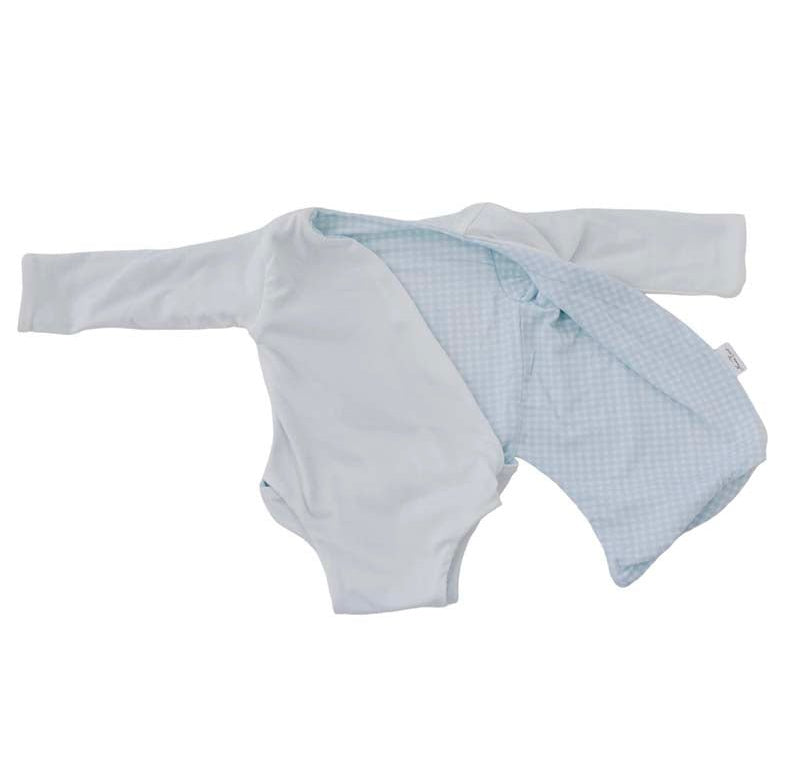 Long-sleeved winged bodysuit for babies in silky modal fabric.