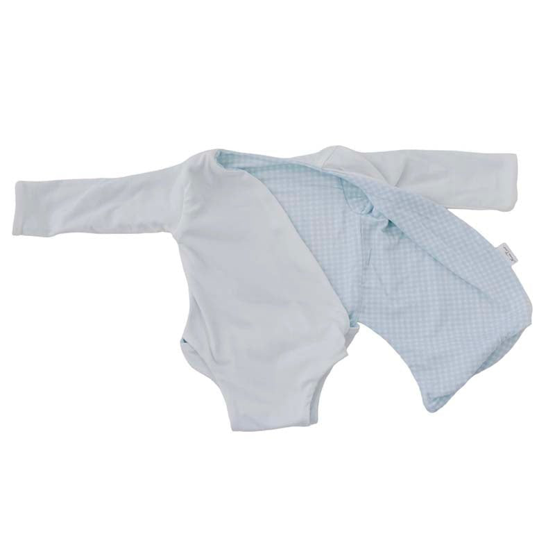Long-sleeved winged bodysuit for babies in silky modal fabric.