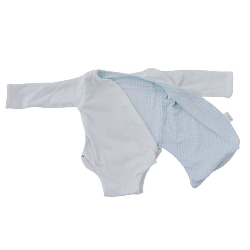 Long sleeved winged bodysuit for babies in silky modal fabric.