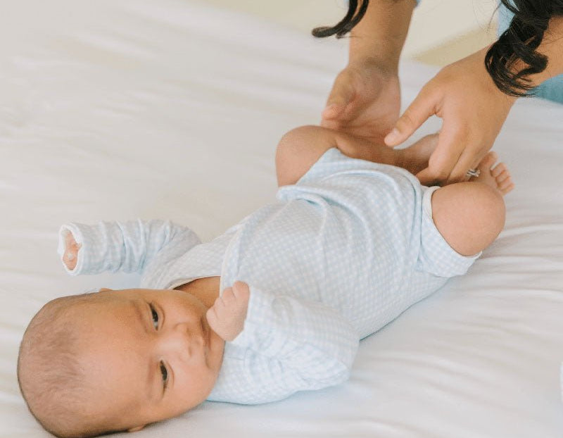 Baby Blue Gingham design long sleeve winged bodysuit.