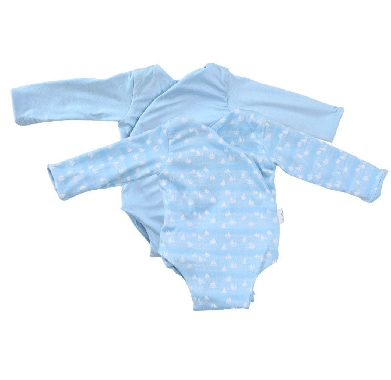 Sailboat Shores design long sleeve winged bodysuit.
