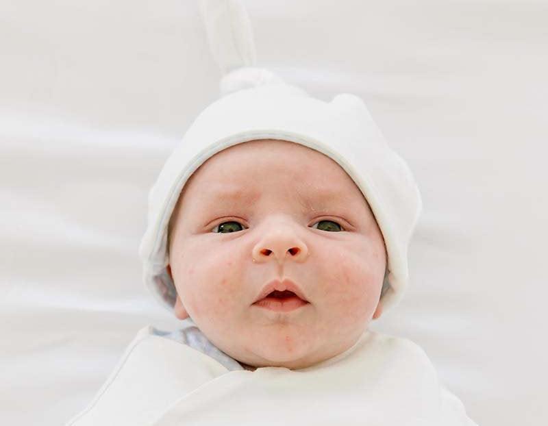 Knotty beanie in Baby Blue Gingham design, made from Silky Modal fabric.