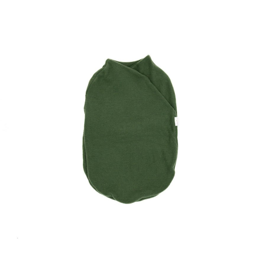 Reversible Baby Cocoon swaddle baby blanket in plush juniper pine in plush dream fabric styles.