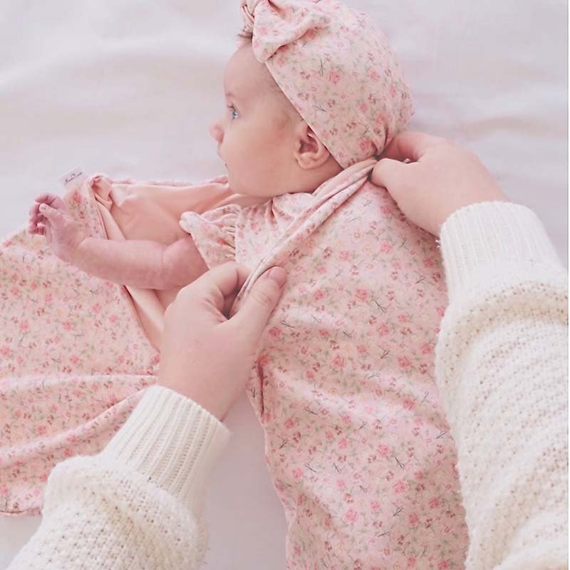 Cozy Silky Modal Dusty Roses baby cocoon swaddle for infants.