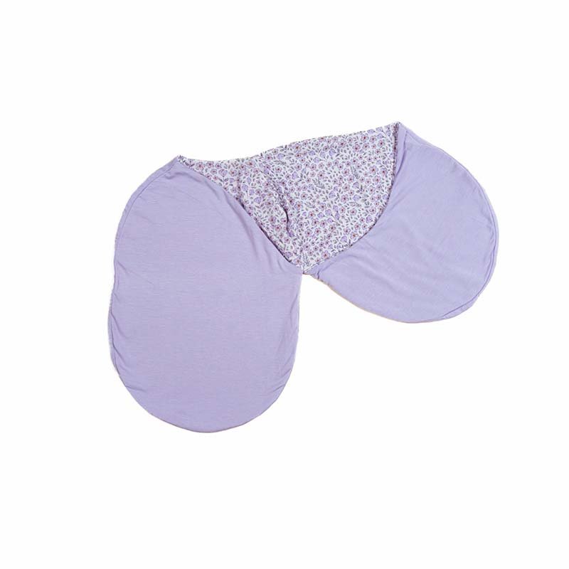 Cocoon swaddle baby blanket in Silky Modal fabric styles featuring delicate Purple Posies artwork.
