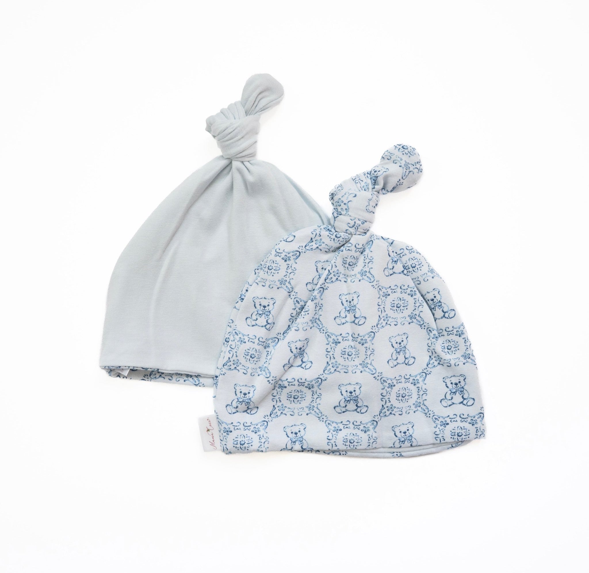 Reversible baby beanie in teddy tiles design.