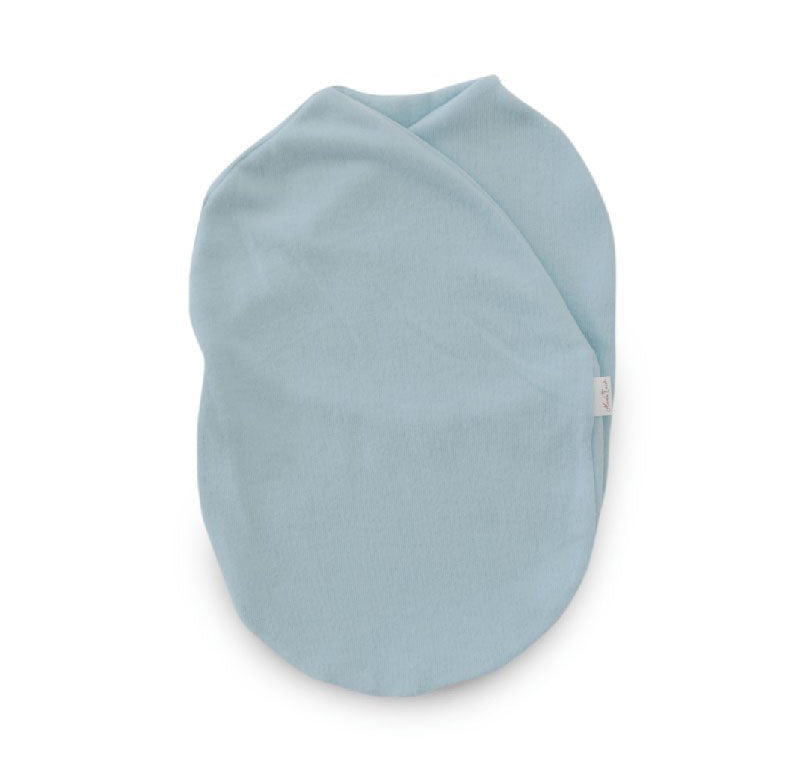 Reversible Baby Cocoon swaddle baby blanket in plush powder blue design in plush dream fabric styles.